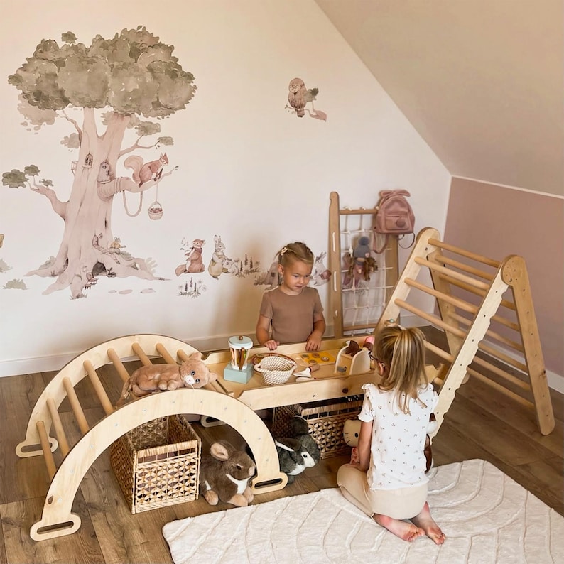 Montessoriklimmer, klimdriehoek en boog, peuterklimzaal, montessori, cadeaus voor kindermeubels, peuterspeelgoed 2 jaar afbeelding 3