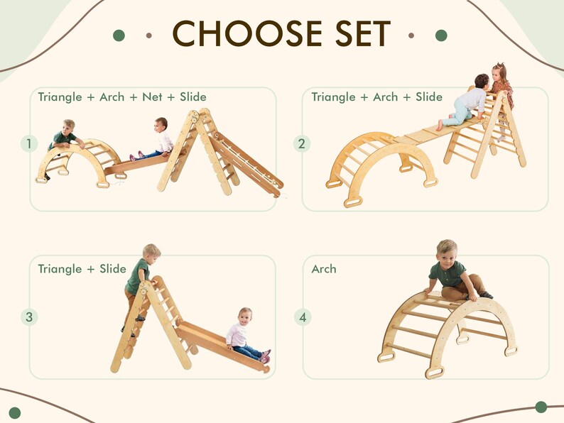 Regalos para niños, escalador Montessori set 5in1 con arco de escalada, escalador Triangle, Kletterbogen mit kissen, Klettergerüst interior imagen 8