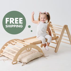 4in1 Montessori climbing set, Triangle for toddlers, Baby toys, Climbing arch with pillow, Birthday gifts for Kids, Montessori toddler gym