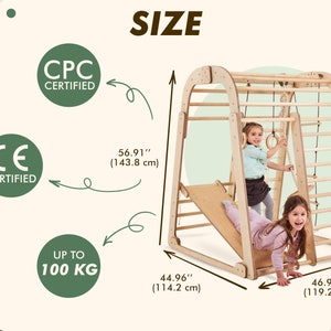 Toddler gift, Indoor Playground for kids, Montessori climbing set, Outdoor play, Outdoor toy, Indoor swing, Toddler climbing gym, Jungle gym image 7