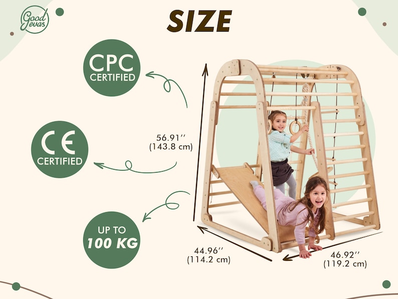 Toddler gift, Indoor Playground for kids, Montessori climbing set, Outdoor play, Outdoor toy, Indoor swing, Toddler climbing gym, Jungle gym image 7