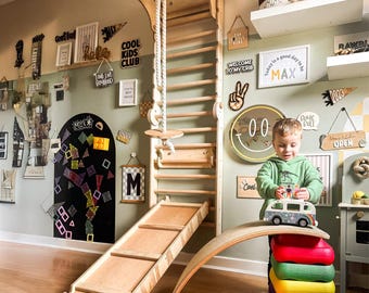 Montessori Climbing Gym: Wood Swedish Wall for Kids, Indoor Playground