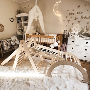 Kletterdreieck mit rutsche und bogen ab 1-7 jahre - montessori spielgeräte - Geburtstagsgeschenk 1-7 jahre junge - Weihnachtsgeschenke