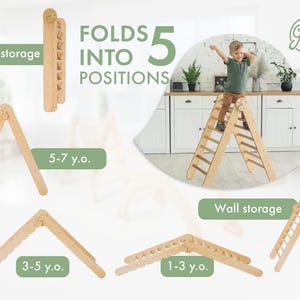 Montessori baby toys, Montessori climbing set 5in1: Triangle climber, Climbing arch Rocker, Slide Board Ramp, Climbing Net - Birthday gifts image 5