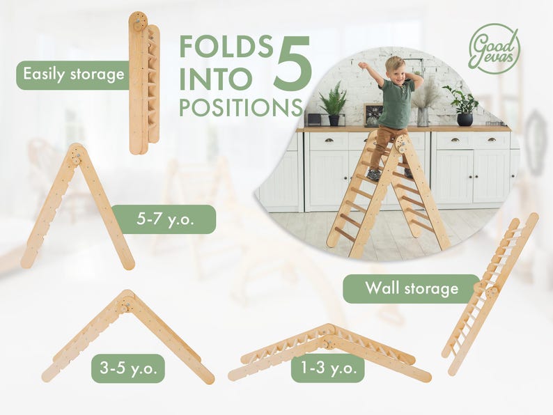 Montessori baby toys, Montessori climbing set 5in1: Triangle climber, Climbing arch Rocker, Slide Board Ramp, Climbing Net - Birthday gifts image 5
