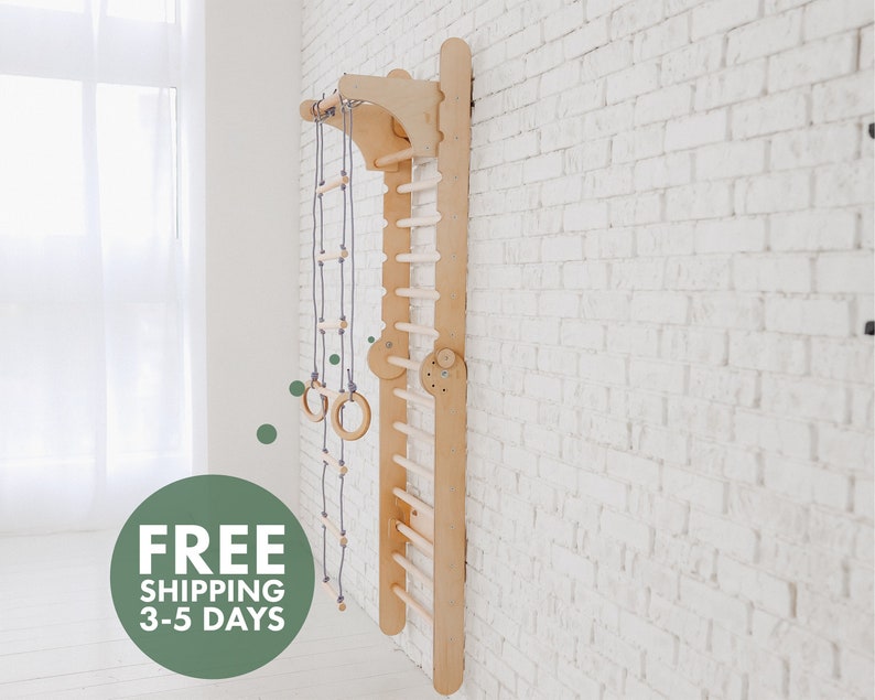 Gift for kids, Swedish Ladder, Play gym, Climbing wall, Toddler climbing gym, Montessori play gym, Montessori climber, Toddler Playground image 1