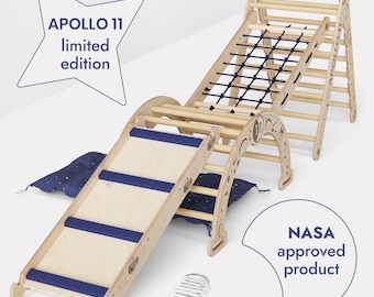 Apollo 5in1Indoor Climbing Set -  Inspired by NASA Apollo 11 | Montessori Wooden Triangle Set