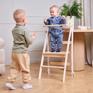 Folding Montessori Learning Stool: Space-Saving Toddler Tower