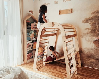 Montessori Climbing Gym: Wooden Indoor Playground Set for Kids