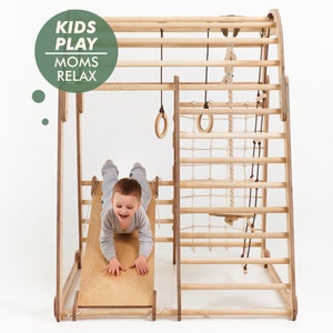 Toddler gift, Indoor Playground for kids, Montessori climbing set, Outdoor play, Outdoor toy, Indoor swing, Toddler climbing gym, Jungle gym image 3