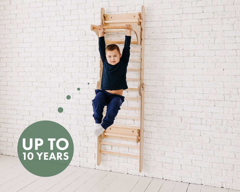 Swedish Ladder, Climbing wall for kids, Indoor playground, Toddler climbing gym, Montessori play gym, Montessori climber, Kids furniture image 3