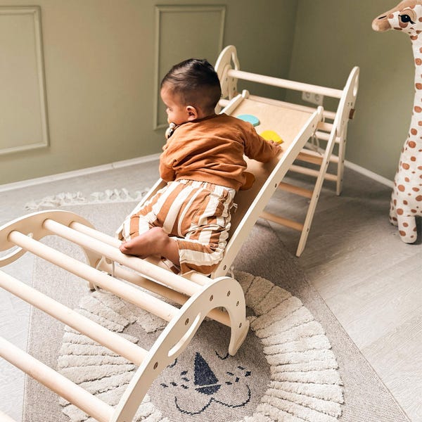 4-in-1 montessori-klimdriehoek voor peuters, babyspeelgoed, schommelwip met kussen, kerstcadeaus voor kinderen, babycadeau meisjes jongens