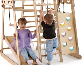Montessori Climbing Gym: Wooden Indoor Playground Set for Toddlers