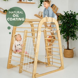 Toddler gift, Indoor Playground for kids, Montessori climbing set, Outdoor play, Outdoor toy, Indoor swing, Toddler climbing gym, Jungle gym image 10