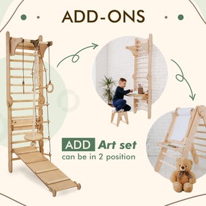 Gift for kids, Swedish Ladder, Play gym, Climbing wall, Toddler climbing gym, Montessori play gym, Montessori climber, Toddler Playground Swedish Wall SET+ART