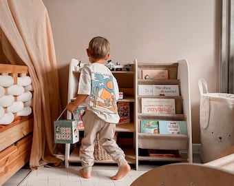 Montessori Bookshelf: Birch Wood Kids Bookcase & Toy Storage