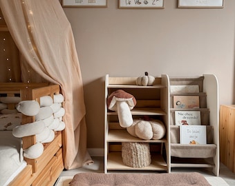 Montessori Shelf: Wood Kids Bookshelf - Toddler Furniture