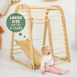 Toddler gift, Indoor Playground for kids, Montessori climbing set, Outdoor play, Outdoor toy, Indoor swing, Toddler climbing gym, Jungle gym image 8