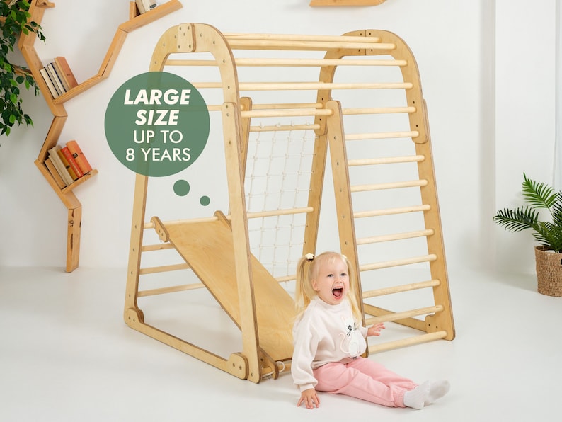 Toddler gift, Indoor Playground for kids, Montessori climbing set, Outdoor play, Outdoor toy, Indoor swing, Toddler climbing gym, Jungle gym image 8