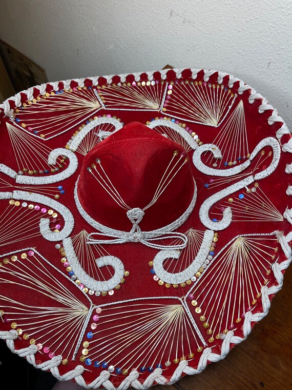 Pigalle Sombrero XXXXX Red Sequin Handmade in Mex… - image 5
