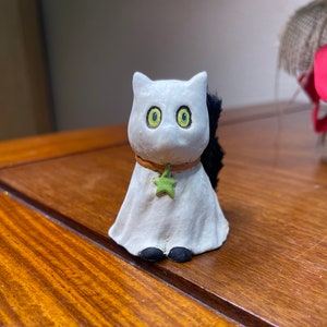 Bethany Lowe Black Cat Dressed like Ghost Halloween Figurine