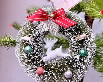 Bethany Lowe Vintage Style Bottle Brush Wreath Ornament