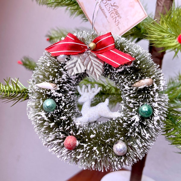 Bethany Lowe Vintage Style Bottle Brush Wreath Ornament