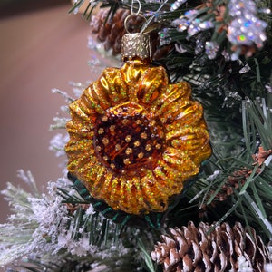 Sunflower Old World Christmas Glass Ornament