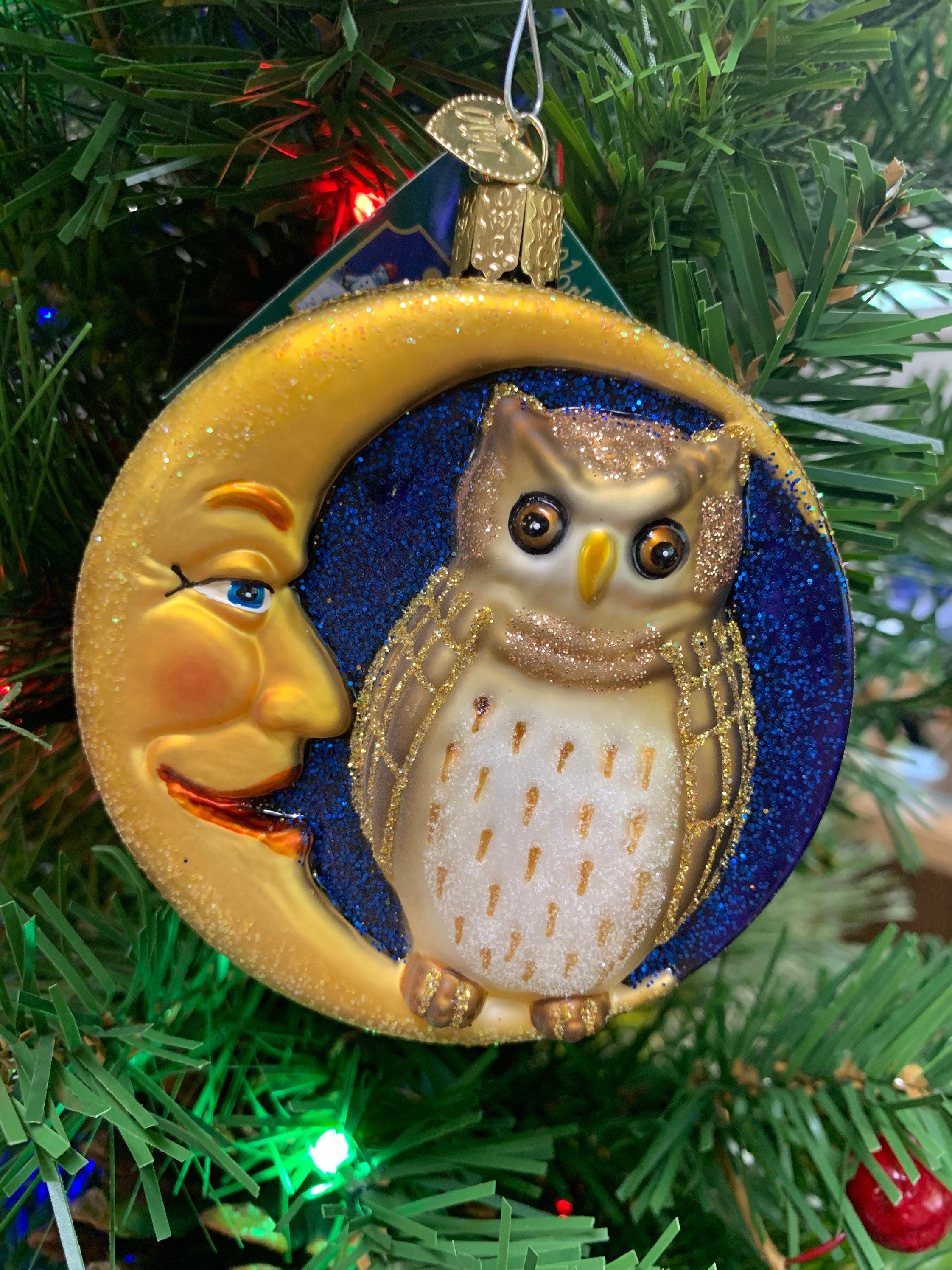 Old World Christmas Boho Moon and Owl Christmas Ornament Etsy