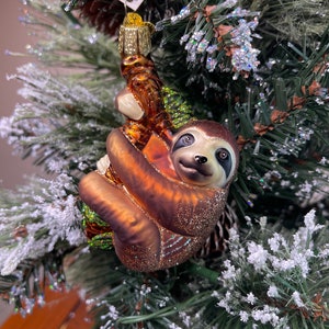 Sloth Glass Old World Christmas Ornament