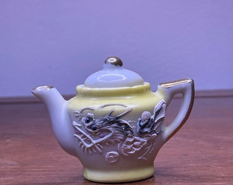 Miniature Dragon Porcelain Teapot with White Accents
