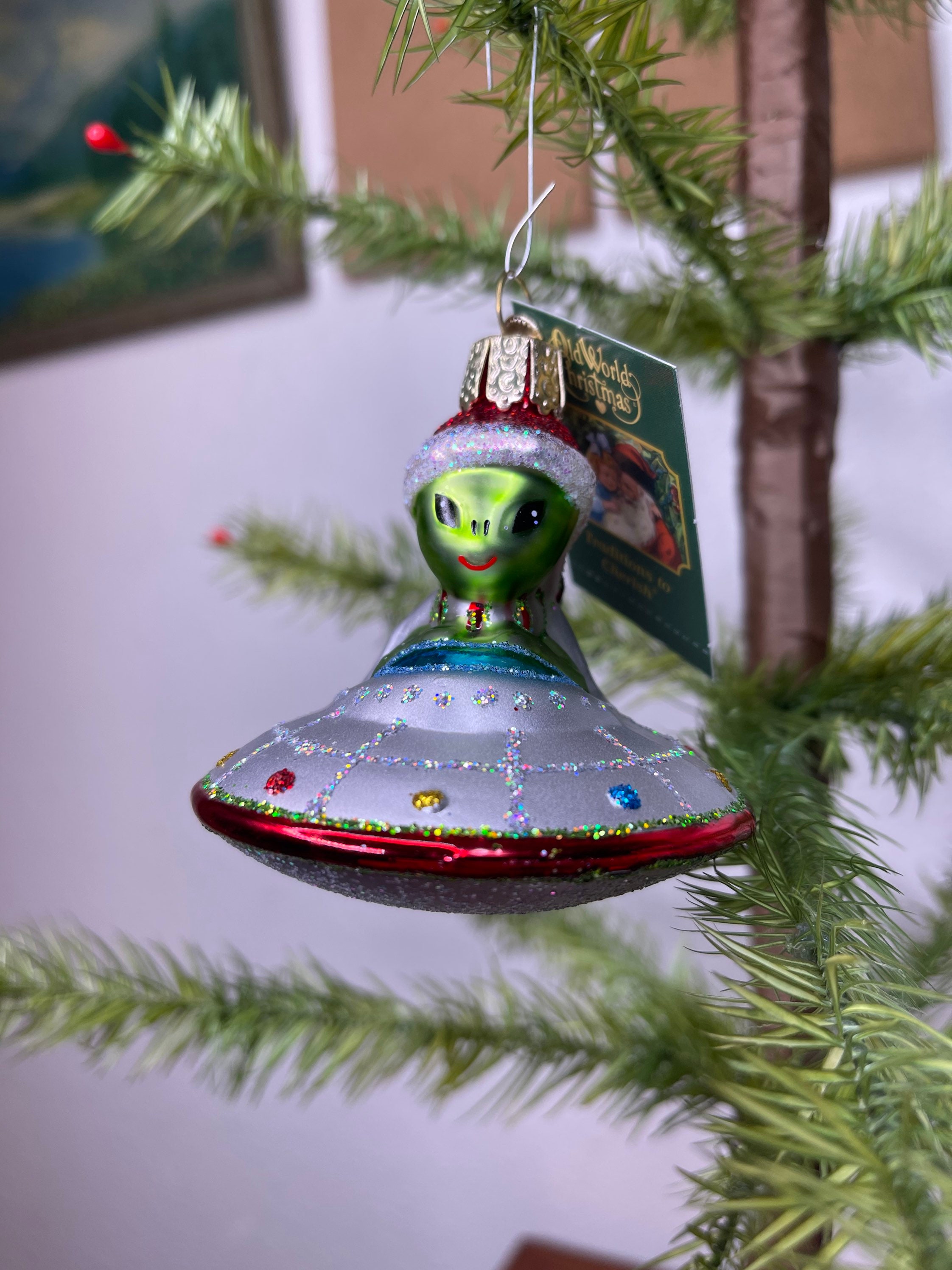 UFO Alien Old World Christmas Ornaments!