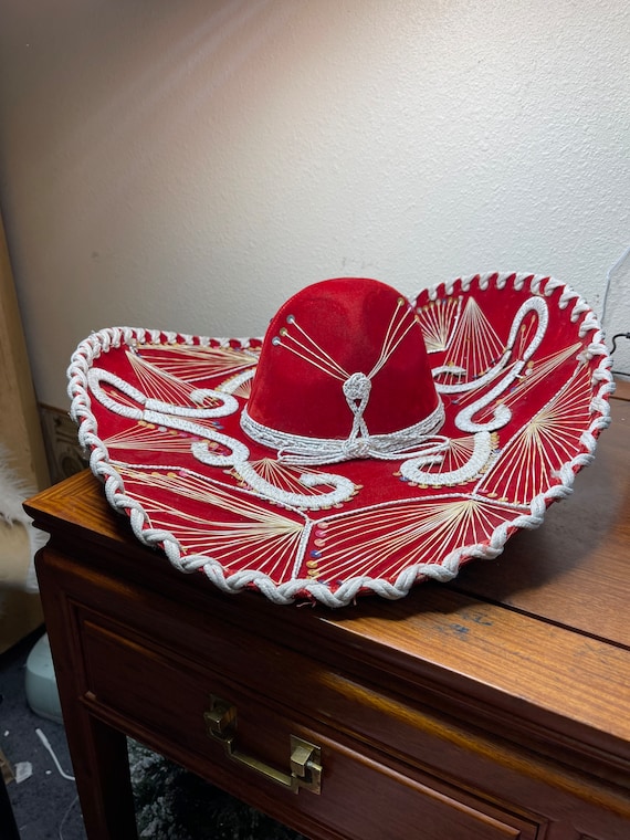 Pigalle Sombrero XXXXX Red Sequin Handmade in Mex… - image 1