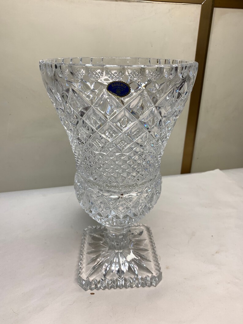 Cut Glass Bohemia Czech Republic Lead Crystal 24 Pbo vase Etsy