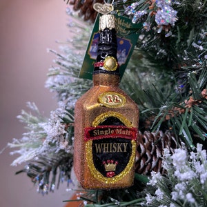 Whiskey Bottle Glass Ornament Old World Christmas