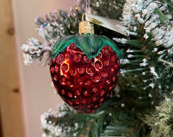 Glass Strawberry Old World Christmas Ornament