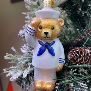 Navy Teddy Bear Ornament Old World Christmas