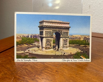 Colorized Arc de Triomphe Paris France Linen White Border Post Card