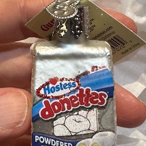 Brand New Mini Hostess Donettes Doughnuts Donuts Old World Christmas Glass Ornament