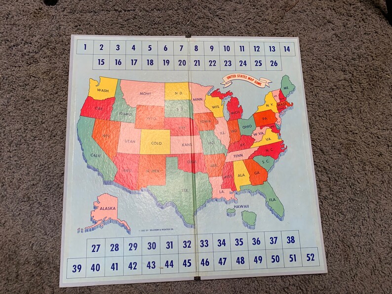 1962 united states map game board game board only etsy