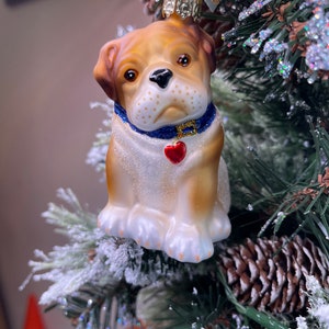 Bulldog Glass Dog Ornament Old World Christmas