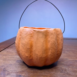 Small Orange Pumpkin Paper Mache Bethany Lowe Halloween Bucket