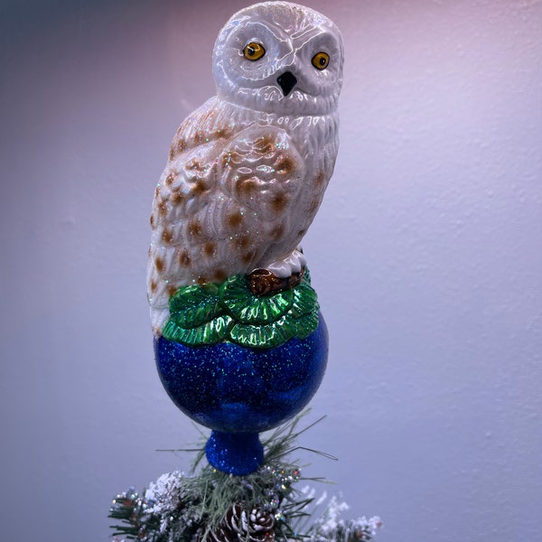 Glass Owl Old World Christmas Tree Topper