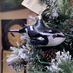 Orca PNW Whale Glass Old World Christmas Ornament