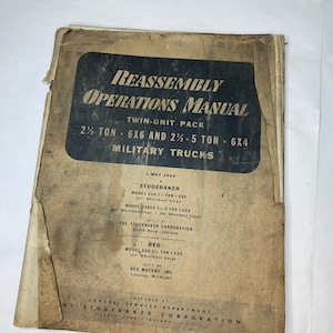 Reassembly Operations Manual Twin-Unit Pack WW2 Studebaker manual