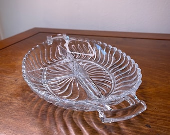 Fostoria Colony 3 Part 13” Oval Handled Relish Glass Dish