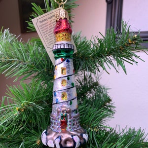 Holiday Lighthouse Old World Christmas Glass Ornament!