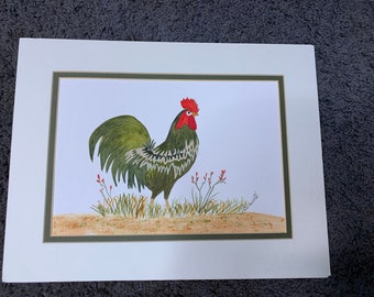 A. Dunseth original watercolor Chicken Art