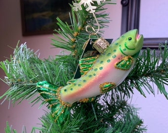 Adorable Old World Christmas Alpine Rainbow Trout  Ornament!