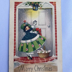 Colorized Christmas 1910s Post Card